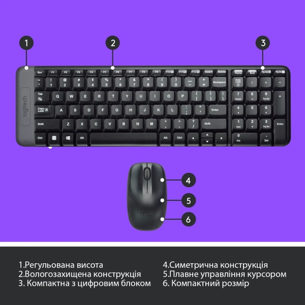 Купить Комплект беспроводной Logitech MK220 UA - фото 6