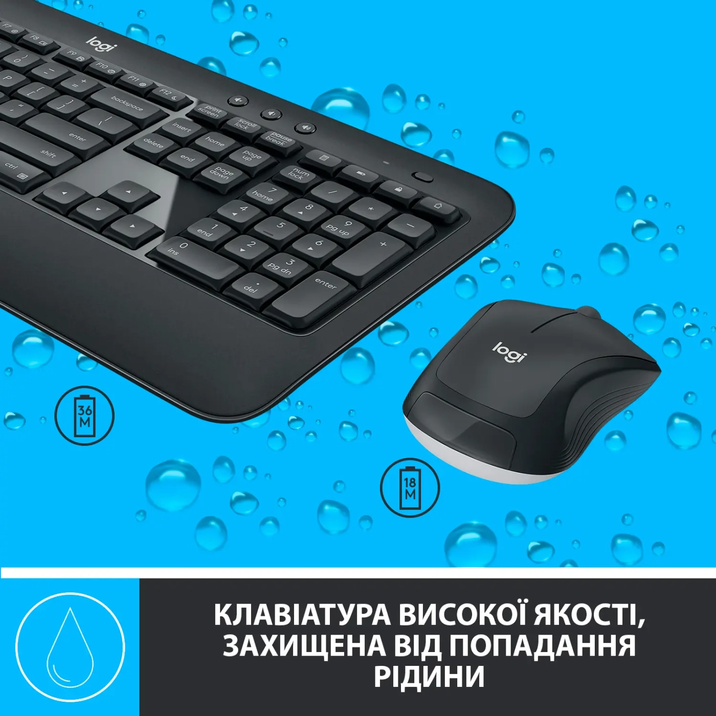 Купить Комплект клавиатура и мышка Logitech MK540 Advanced Wireless UA Black (920-008685) - фото 4