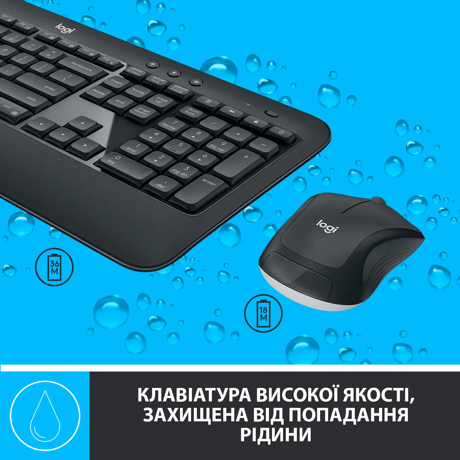 Купить Комплект клавиатура и мышка Logitech MK540 Advanced Wireless UA Black (920-008685) - фото 4