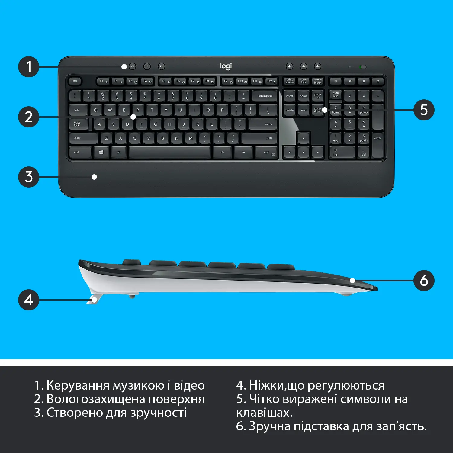 Купить Комплект клавиатура и мышка Logitech MK540 Advanced Wireless UA Black (920-008685) - фото 6