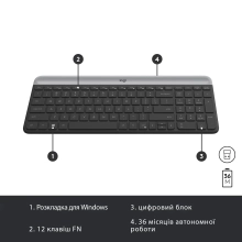 Купить Комплект клавиатура и мышка Logitech MK470 Slim Wireless UA Graphite - фото 6
