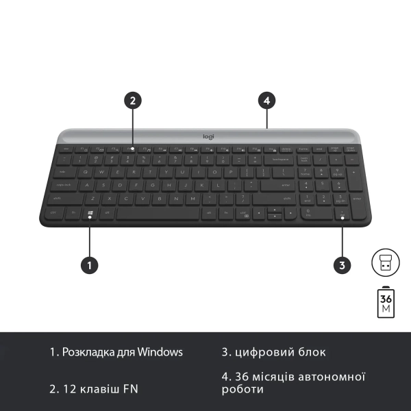 Купить Комплект клавиатура и мышка Logitech MK470 Slim Wireless UA Graphite - фото 6