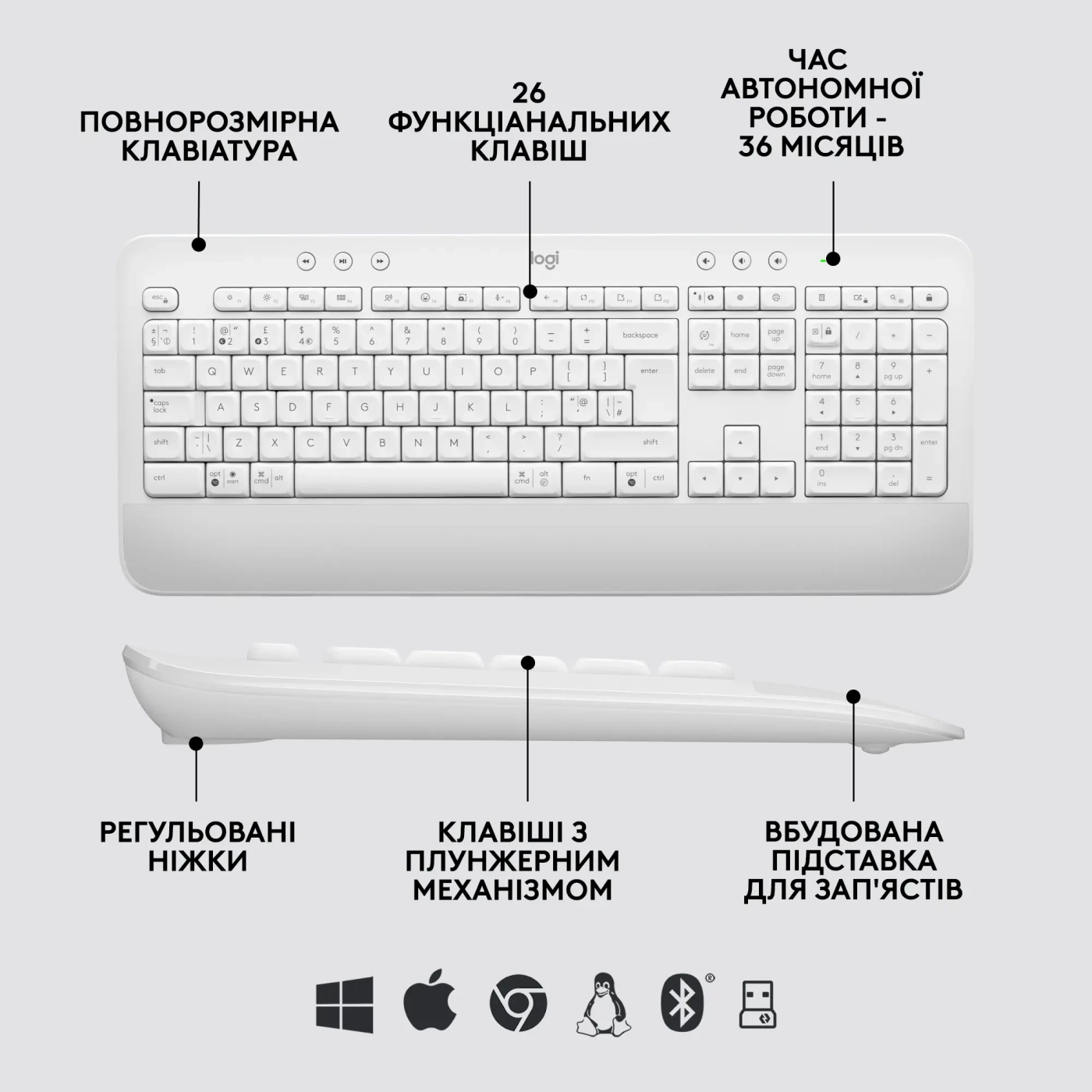 Купить Комплект клавиатура и мышь Logitech Signature MK650 Combo for Business Off-white (920-011032) - фото 7