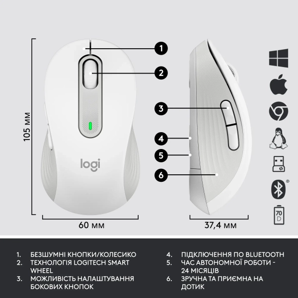 Купить Комплект клавиатура и мышь Logitech Signature MK650 Combo for Business Off-white (920-011032) - фото 7