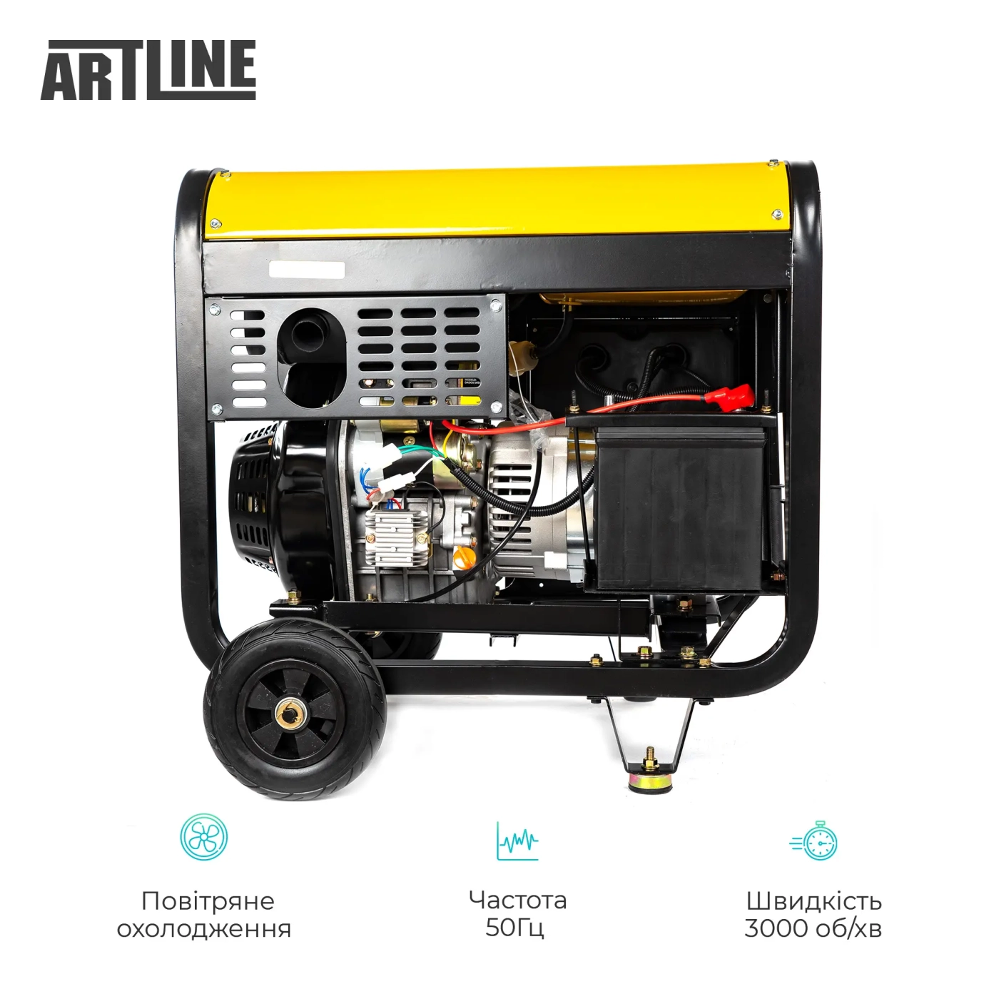 Купить Генератор дизельный Qube QFED8500XE 1-phase, 6.0 kW  6.5kW, 230V,12.5L, Ел. Cтарт - фото 3