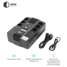 Купить ИБП (UPS) линейно-интерактивный Qube AIO 850, 850VA/480W, LCD, 6 x Schuko, RJ-45, USB - фото 4
