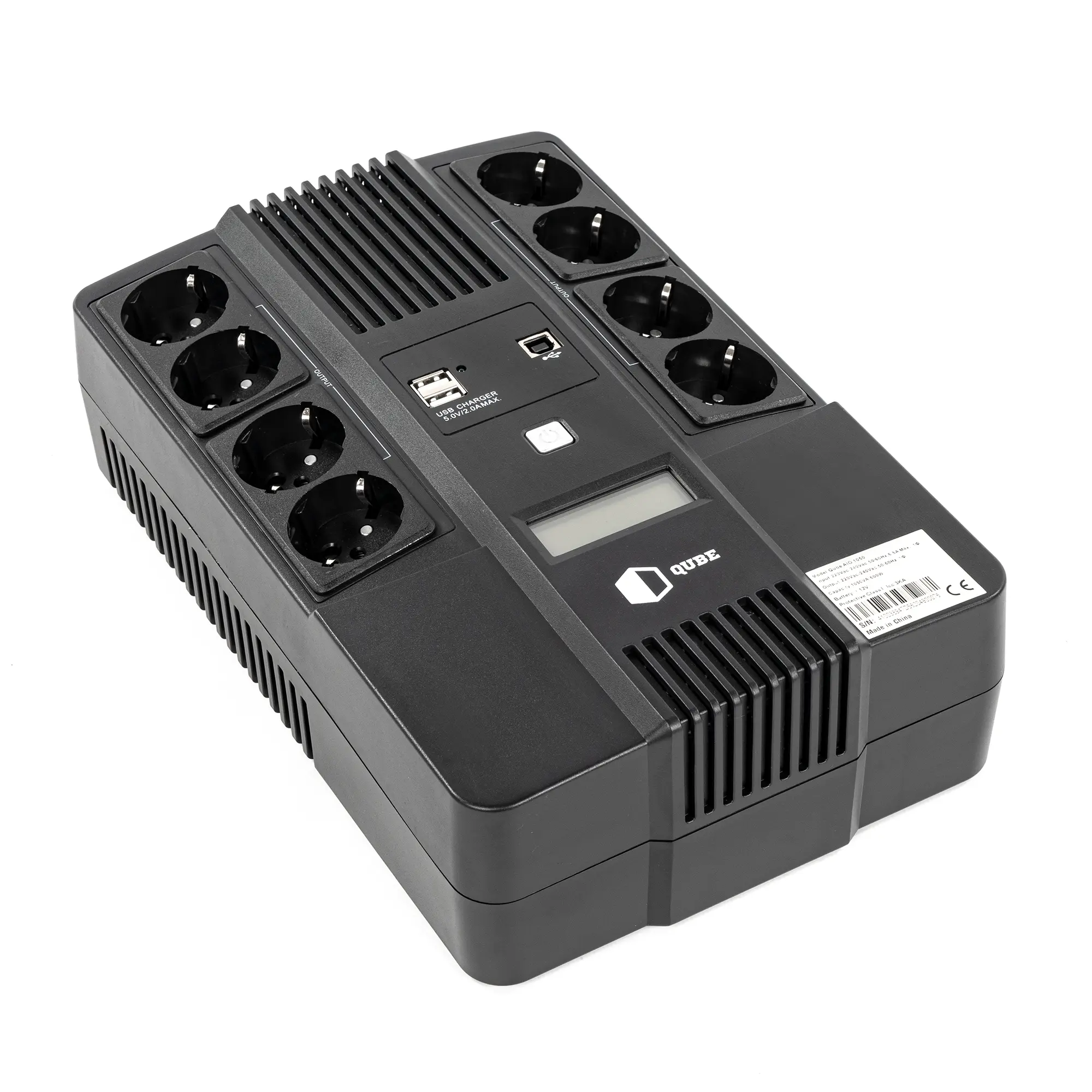 Купити ДБЖ (UPS) лінійно-інтерактивний Qube AIO 1050, 1050VA/600W, LCD, 8 x Schuko, RJ-45, USB - фото 1