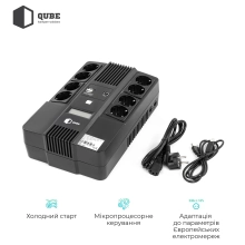 Купити ДБЖ (UPS) лінійно-інтерактивний Qube AIO 1050, 1050VA/600W, LCD, 8 x Schuko, RJ-45, USB - фото 4
