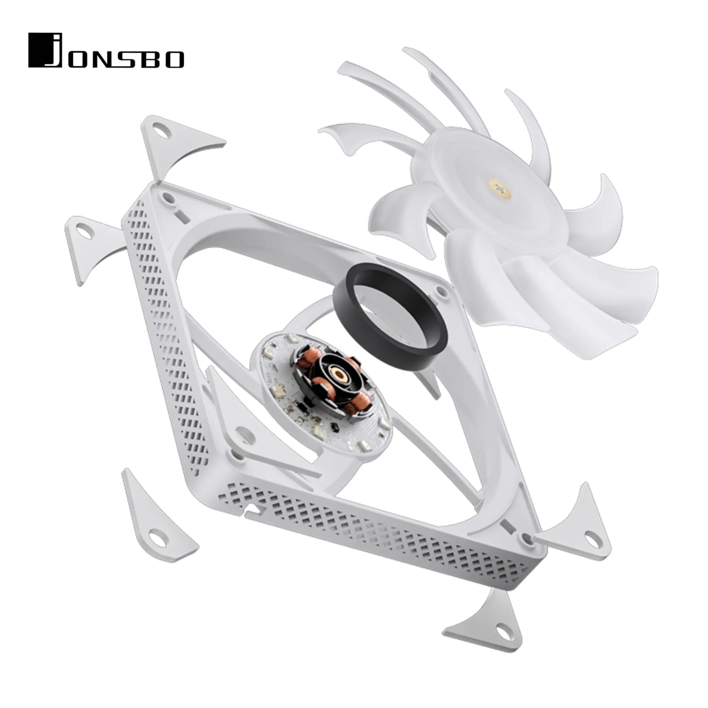 Купить Вентилятор JONSBO HF1215 White ARGB (120mm, 700-1800RPM, 29.7dB, 4pin+LED 3pin) - фото 4
