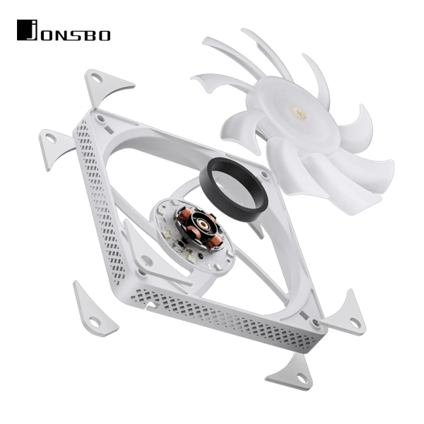 Купить Вентилятор JONSBO HF1215 White ARGB (120mm, 700-1800RPM, 29.7dB, 4pin+LED 3pin) - фото 4
