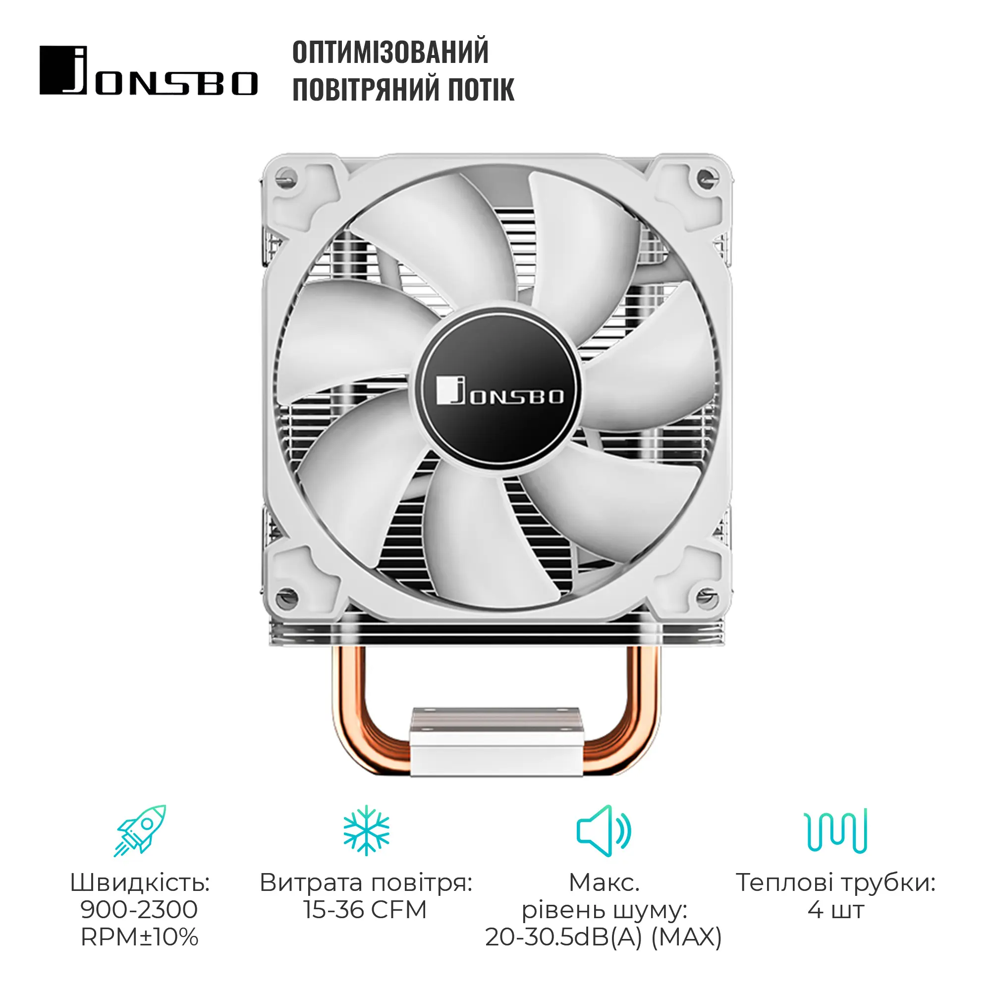 Купити Процесорний кулер JONSBO CR-1400 White (92mm/LGA115X/1200/1700, AMD AM4/AM5/4 тепл. трубки) - фото 3