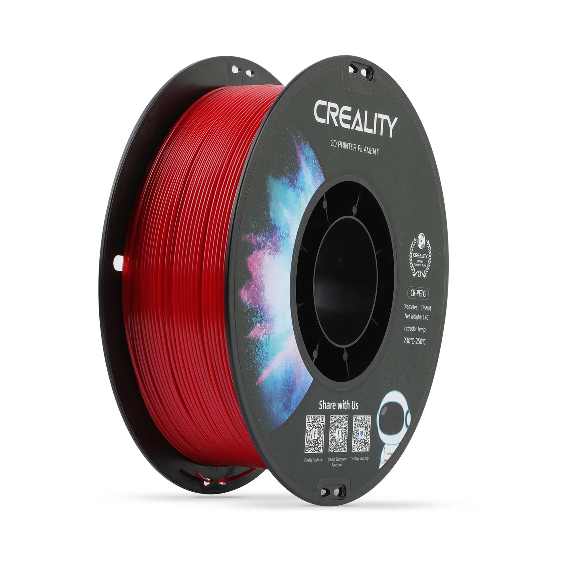 Купить PETG Filament (пластик) для 3D принтера CREALITY 1кг, 1.75мм, красный (3301030038) - фото 1