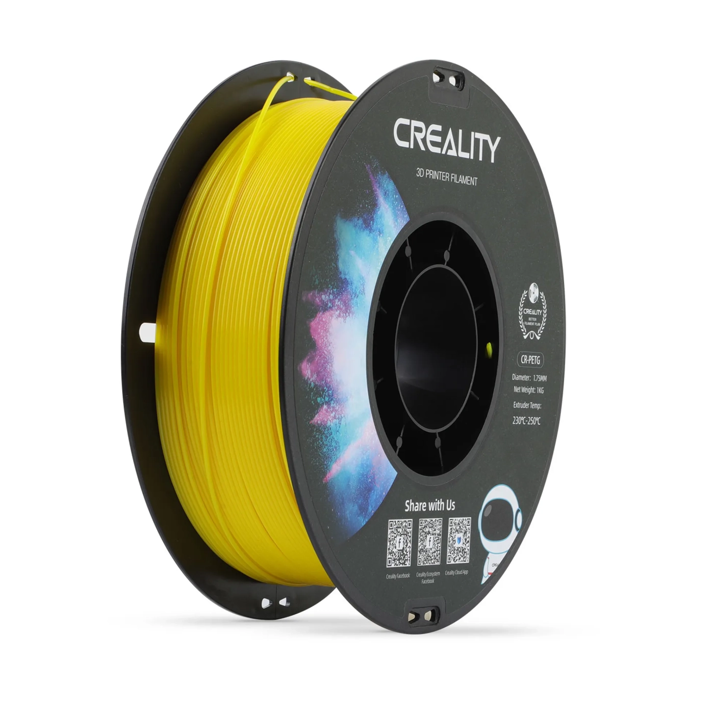 Купить PETG Filament (пластик) для 3D принтера CREALITY 1кг, 1.75мм, желтый (3301030033) - фото 1