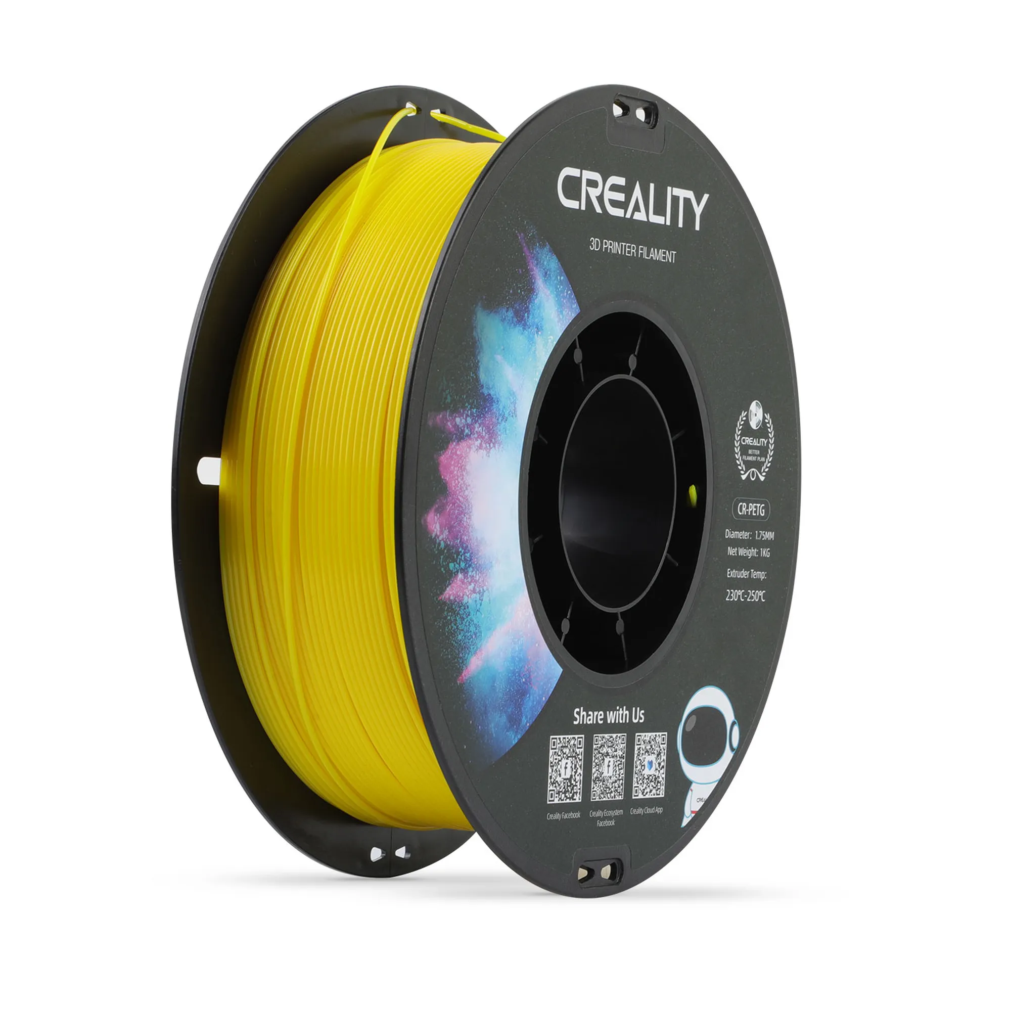 Купить PETG Filament (пластик) для 3D принтера CREALITY 1кг, 1.75мм, желтый (3301030033) - фото 1