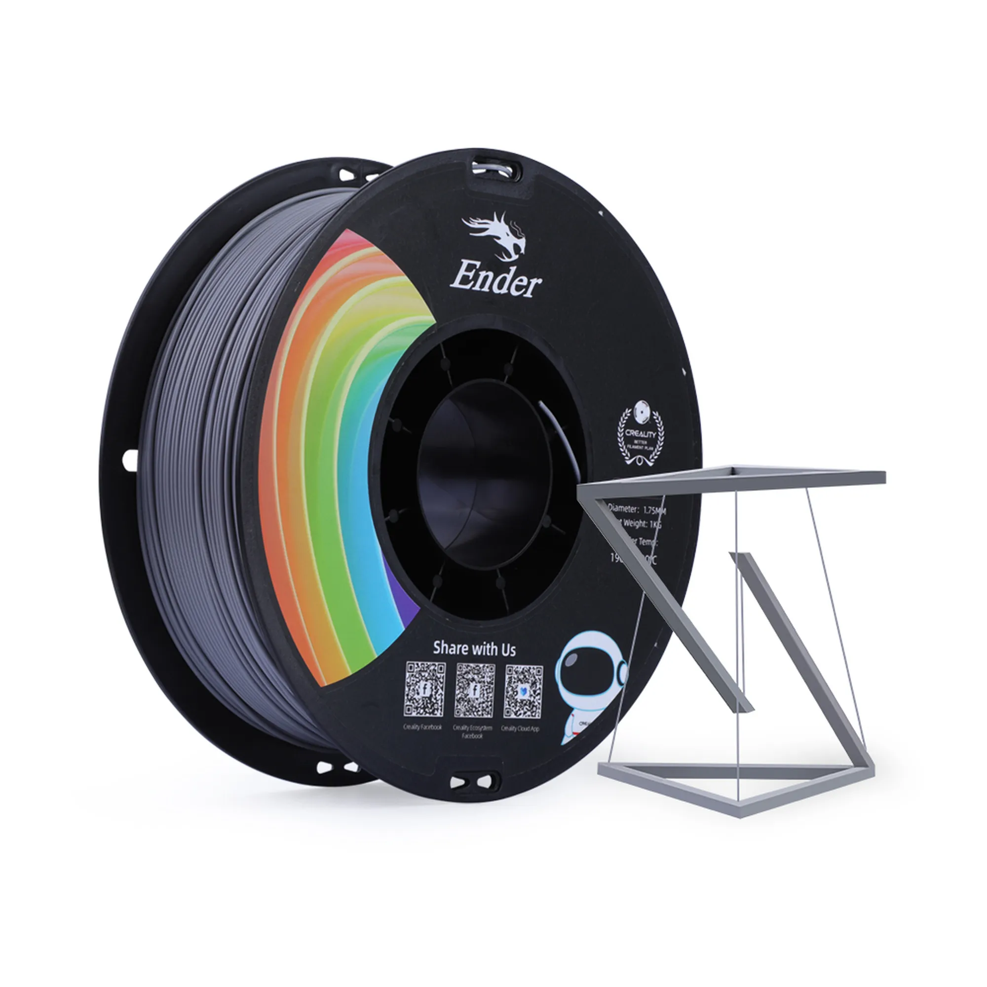 Купить PLA+ Filament (пластик) для 3D принтера CREALITY 1кг, 1.75мм, серый - фото 2