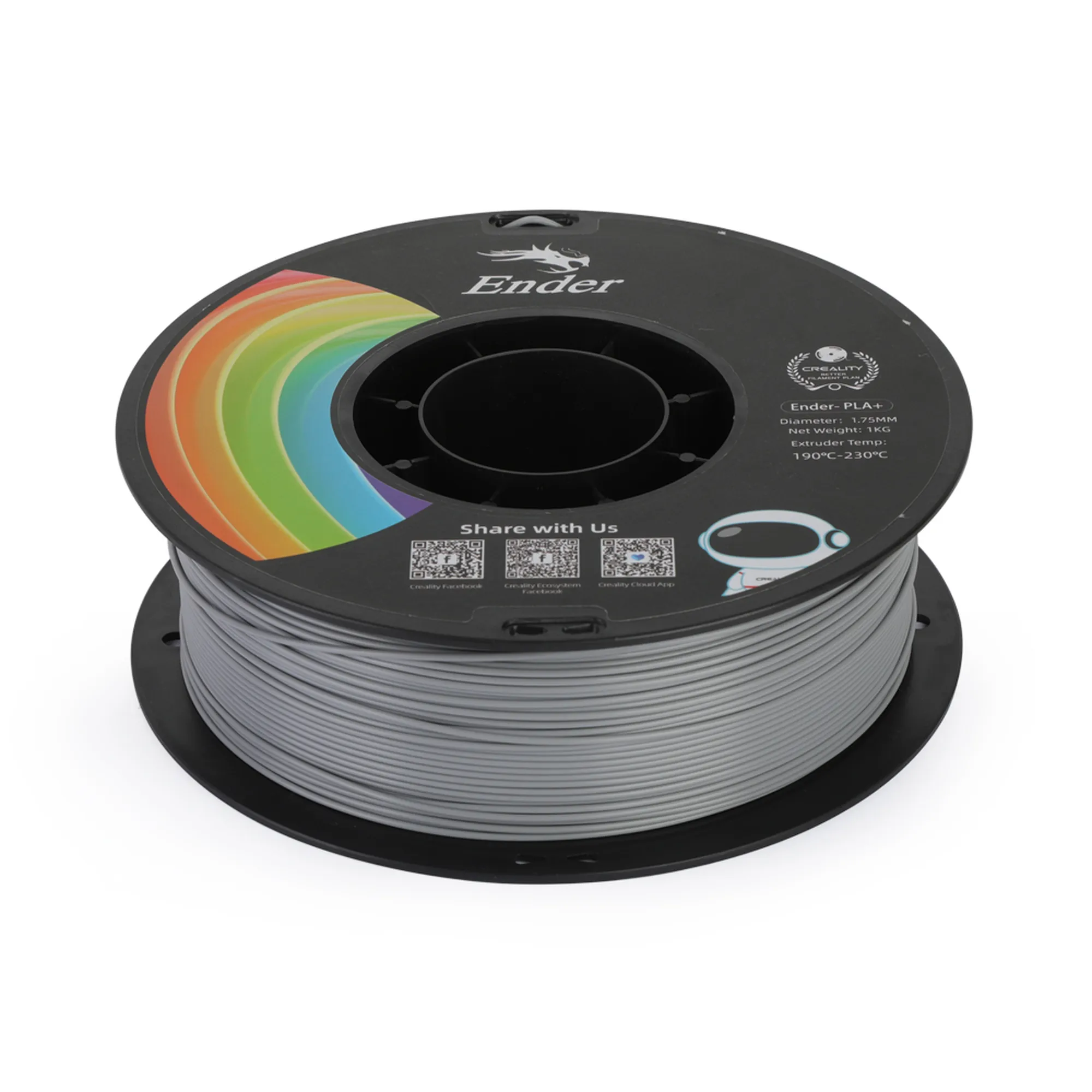 Купить PLA+ Filament (пластик) для 3D принтера CREALITY 1кг, 1.75мм, серый - фото 4