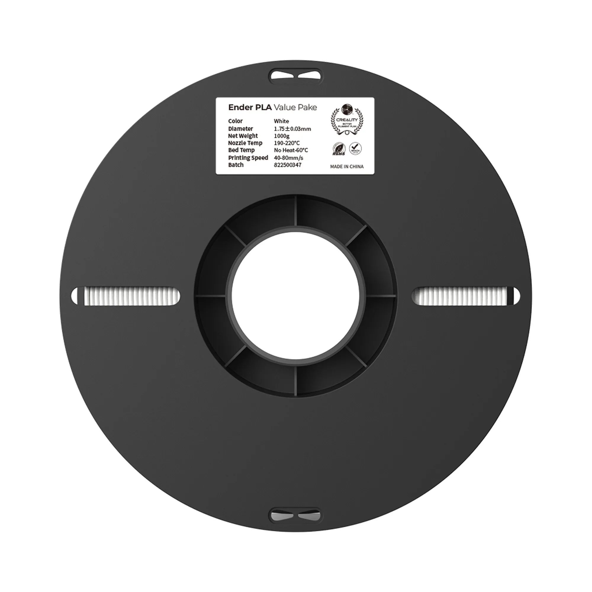 Купить PLA Filament (пластик) для 3D принтера CREALITY 2x1кг, 1.75мм, черный и белый - фото 5