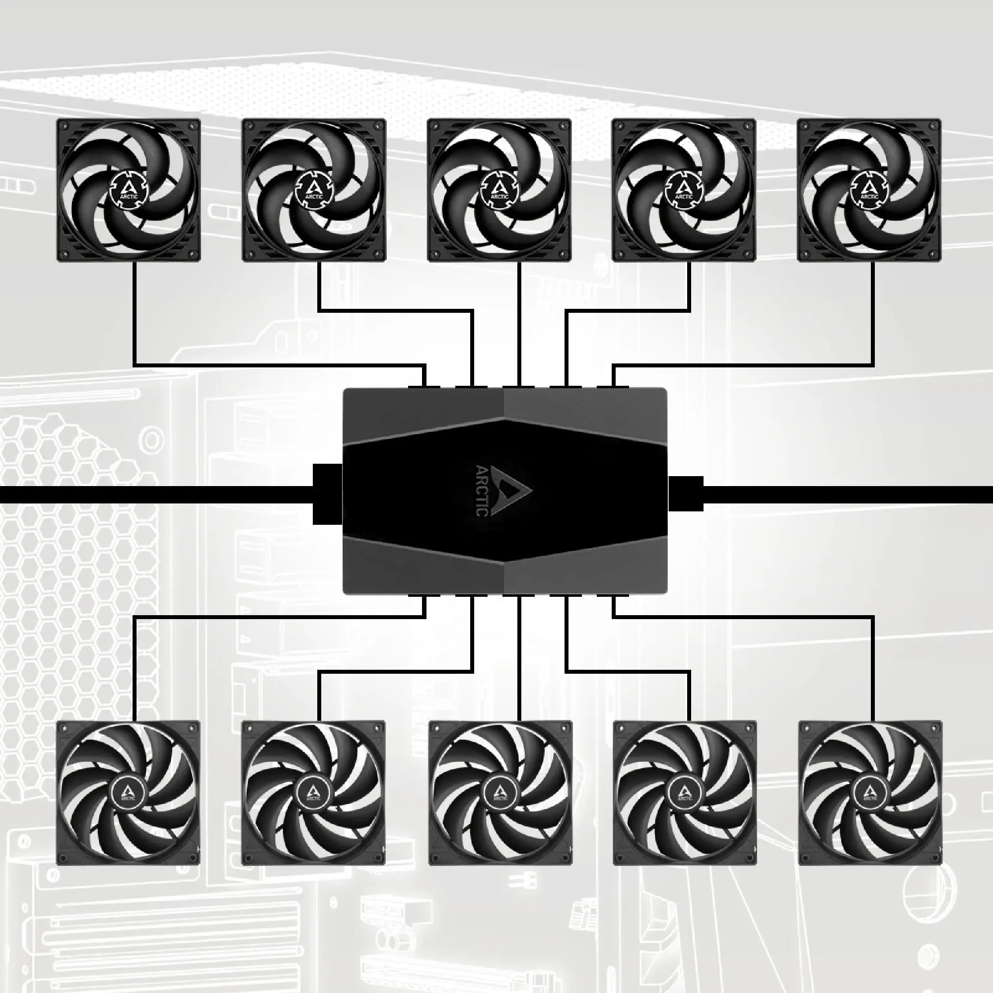 Купити Контролер Arctic Case Fan Hub 10 Port with SATA Power - фото 8