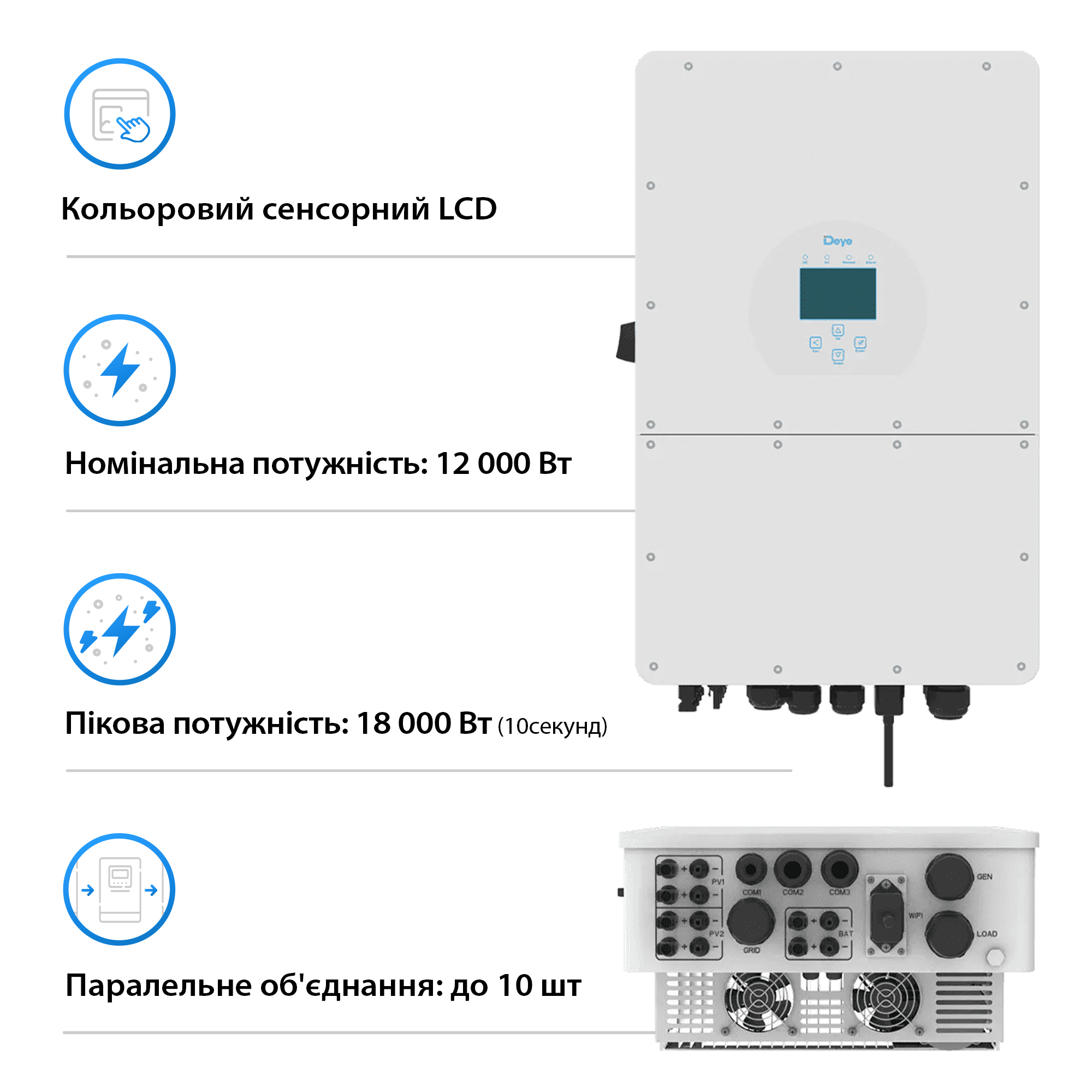 Купить Гибридный инвертор DEYE SUN-12K-SG01HP3-EU-AM2 - фото 2