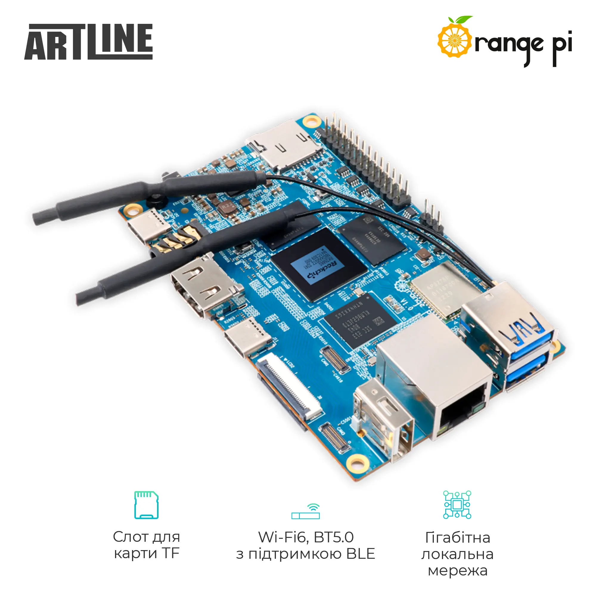 Купити Одноплатний ПК Orange Pi 5B 16G128G - фото 3
