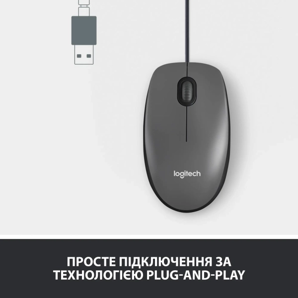 Купити Мишка Logitech M100 Black - фото 3