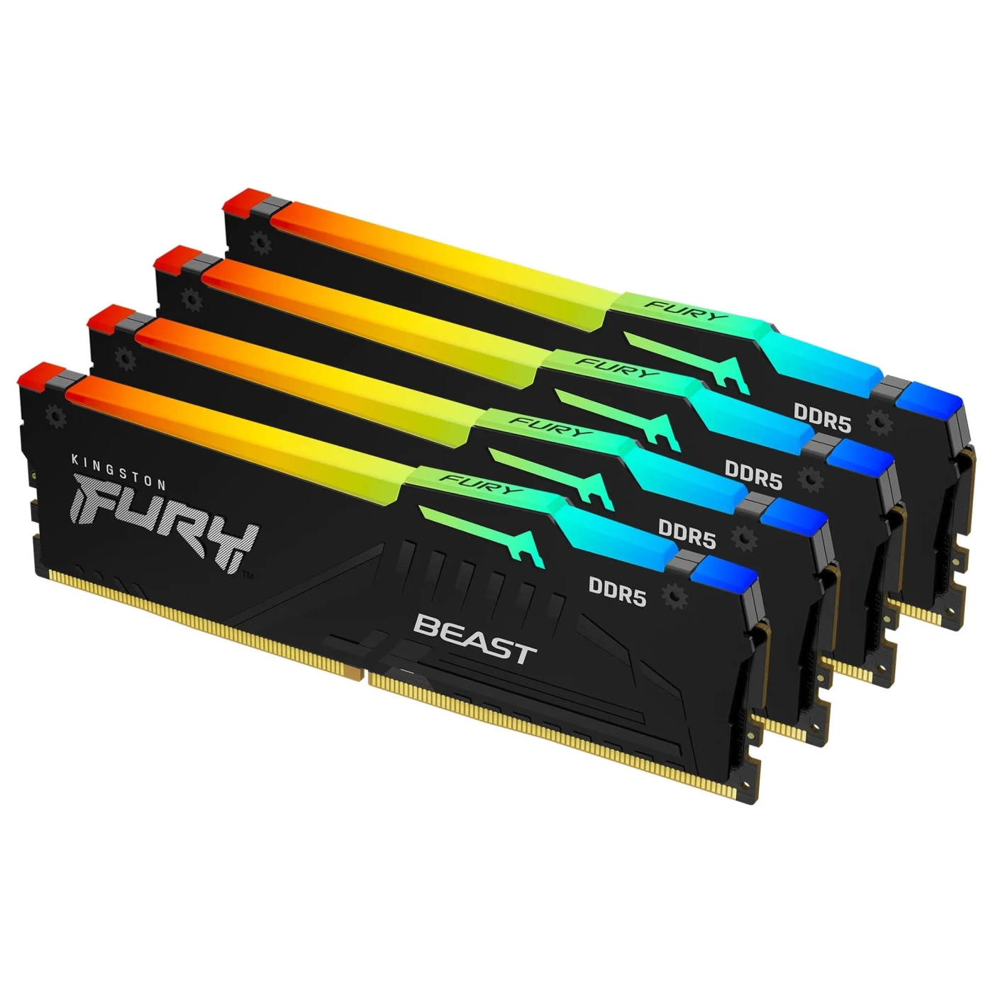 Купить Модуль памяти Kingston FURY Beast RGB DDR5-6000 64GB KIT (4x16GB) (KF560C40BBAK4-64) - фото 1