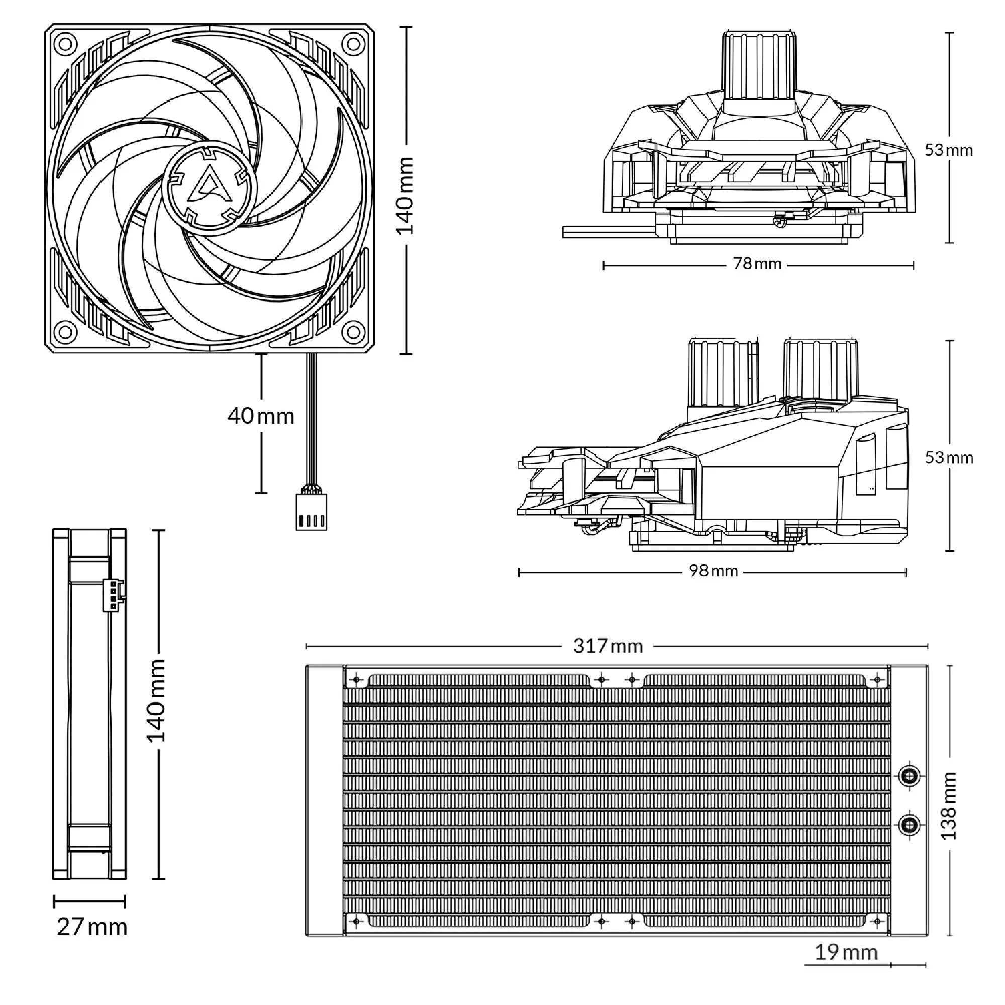 Купить Система жидкостного охлаждения Arctic Liquid Freezer II 280 (ACFRE00066B) - фото 8