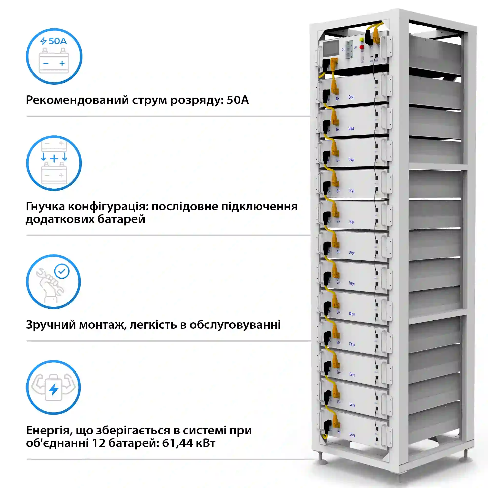 Купить Аккумуляторная батарея DEYE BOS-G LiFePO4 HV 51.2v 100AH 5.12kWh - фото 3