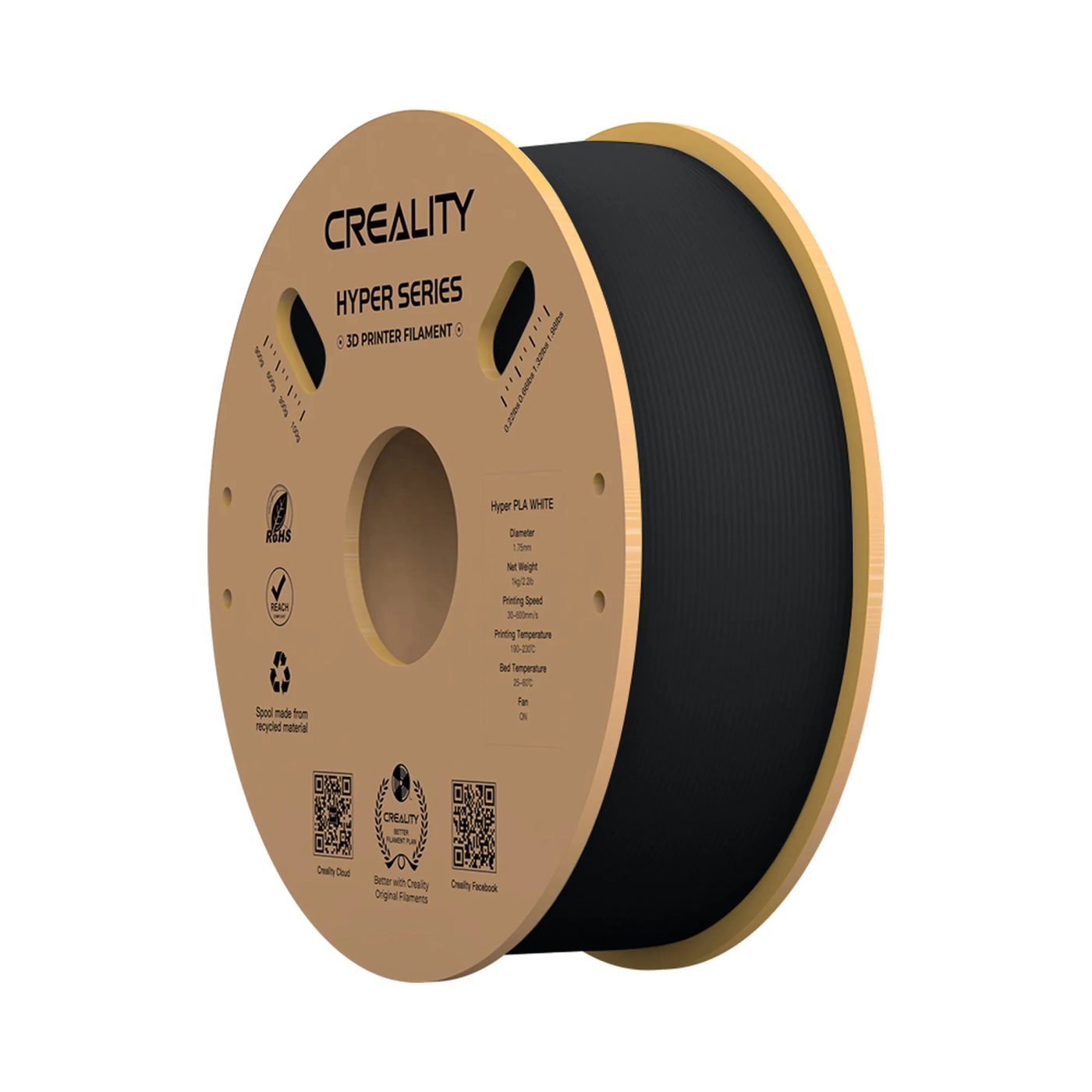 Купить Hyper PLA Filament (пластик) для 3D принтера CREALITY 1кг, 1.75мм, черный - фото 1
