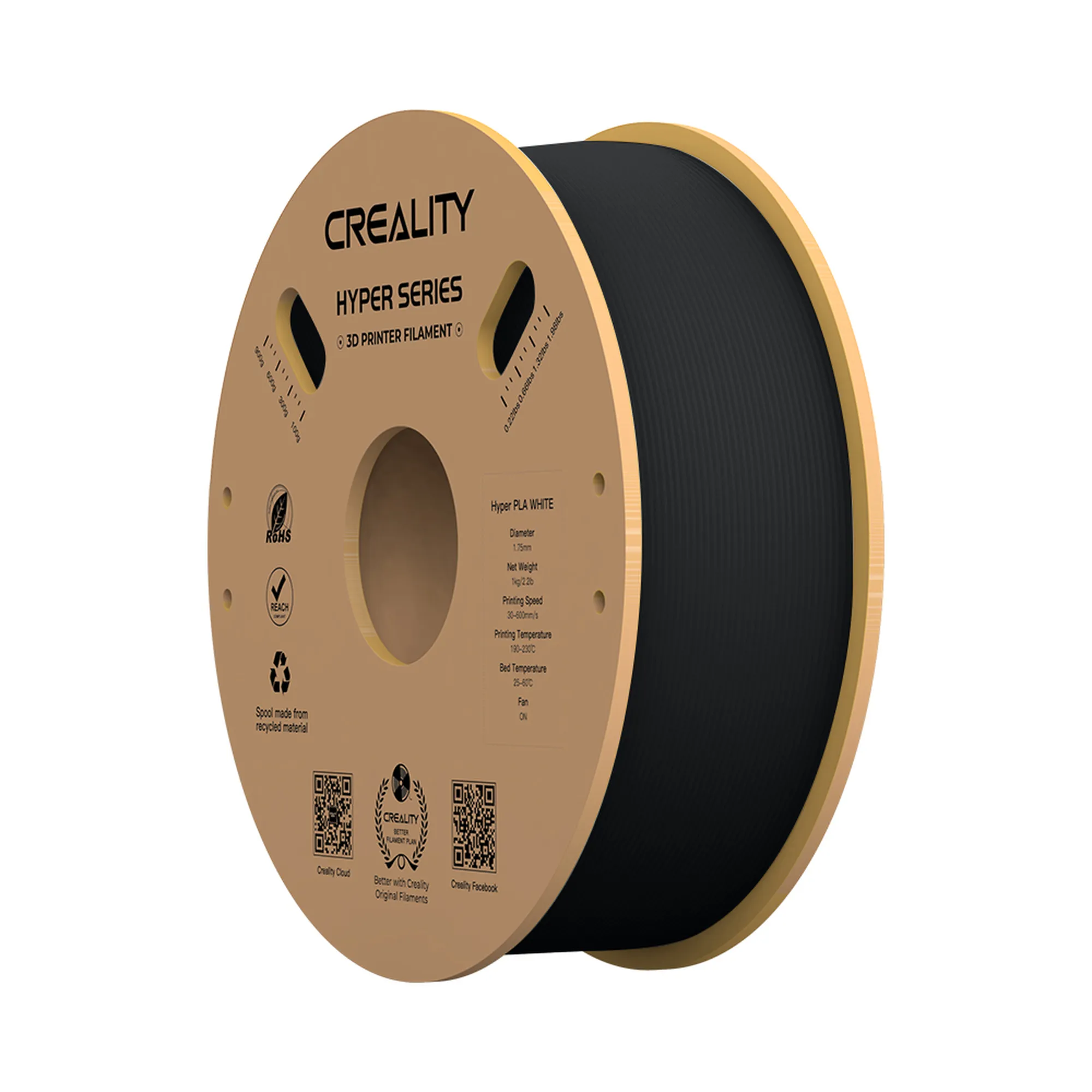 Купить Hyper PLA Filament (пластик) для 3D принтера CREALITY 1кг, 1.75мм, черный - фото 1