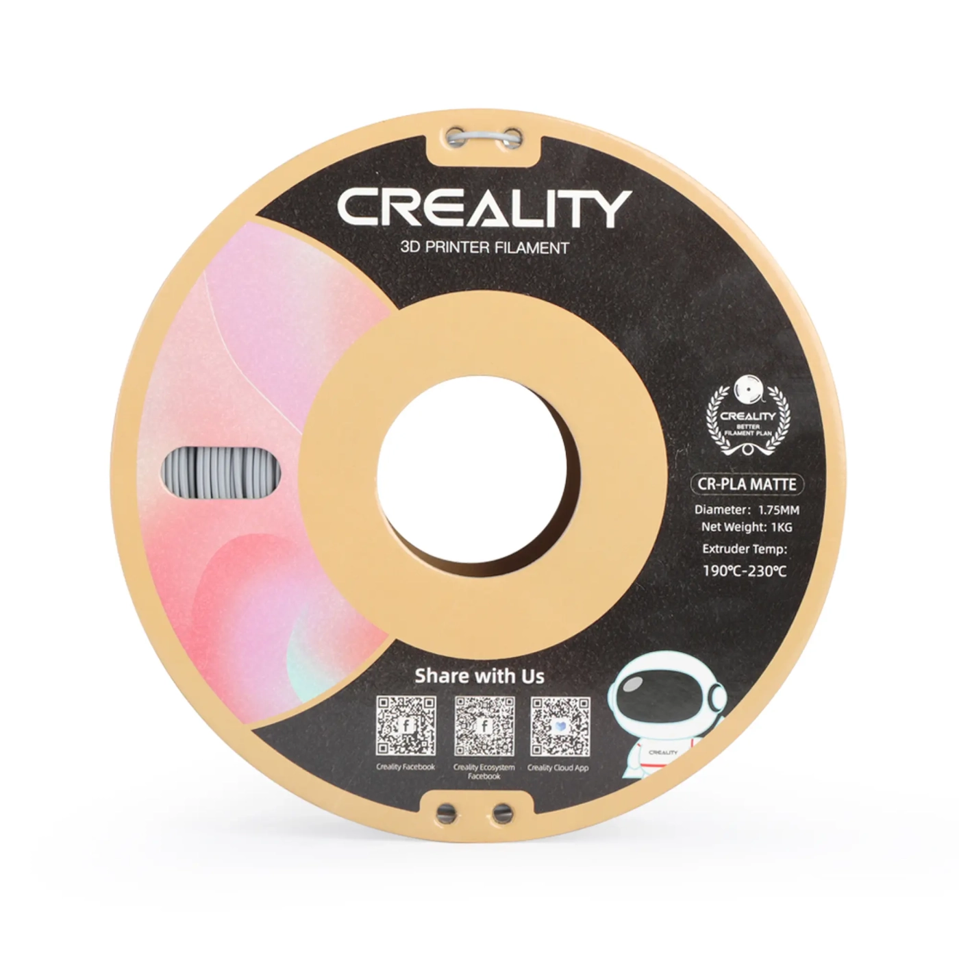 Купить PLA Filament (пластик) для 3D принтера CREALITY матовый 1кг, 1.75мм, серый - фото 2