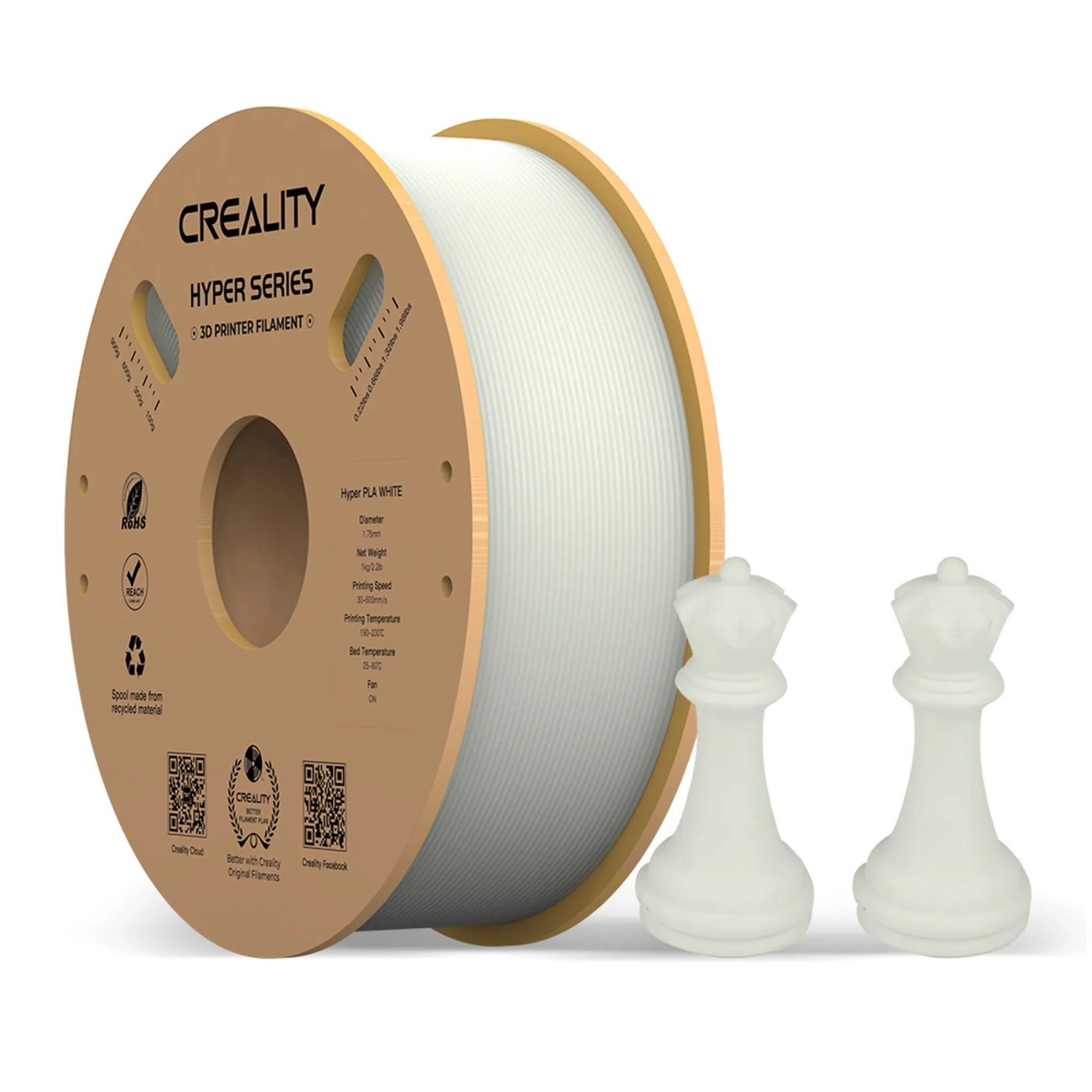 Купить Hyper PLA Filament (пластик) для 3D принтера CREALITY 1кг, 1.75мм, белый - фото 1