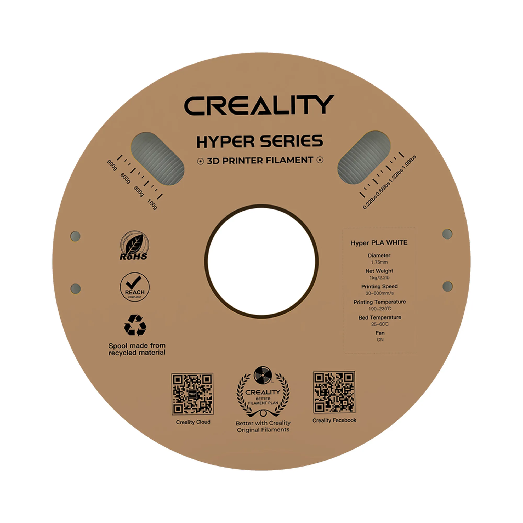 Купить Hyper PLA Filament (пластик) для 3D принтера CREALITY 1кг, 1.75мм, белый - фото 3