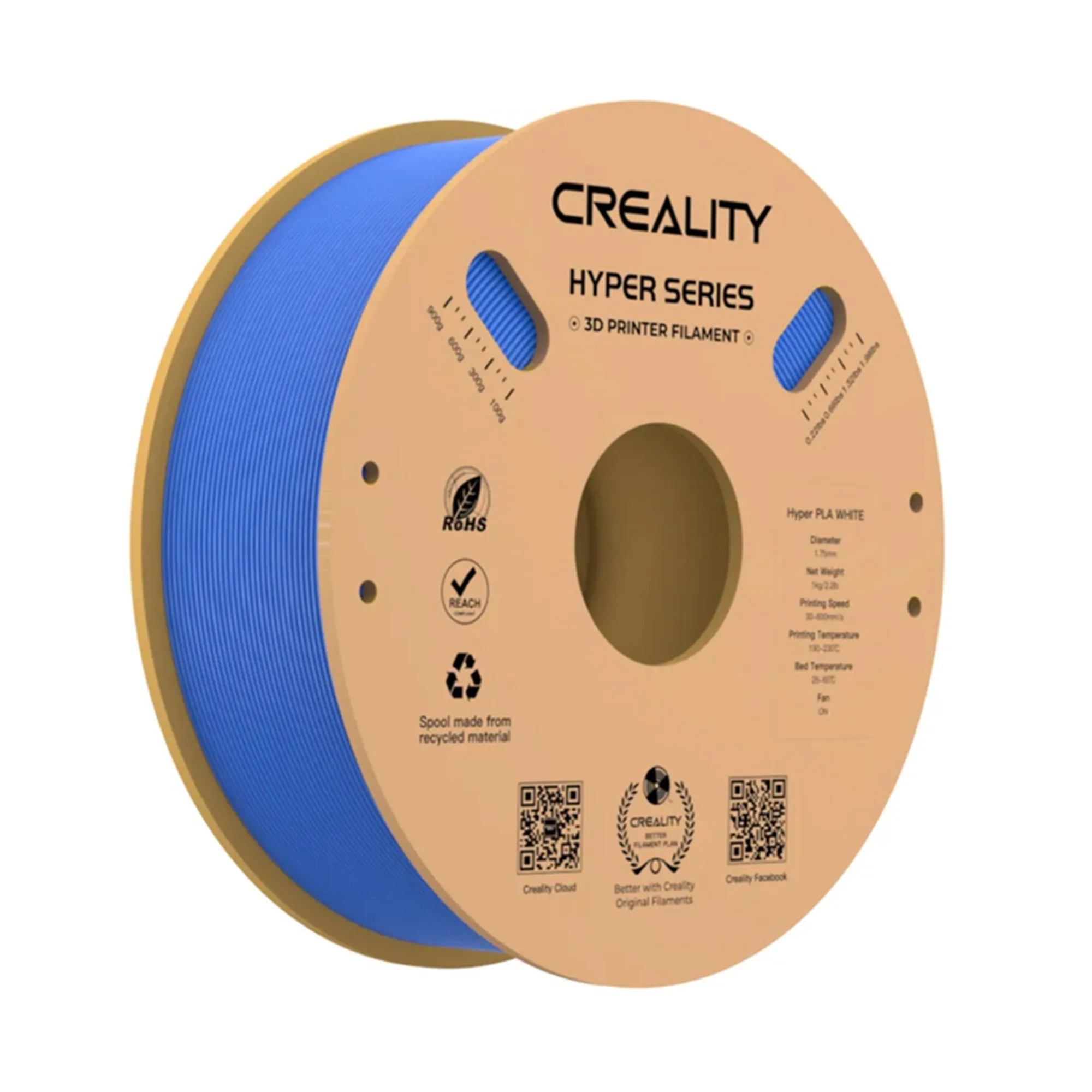 Купить Hyper PLA Filament (пластик) для 3D принтера CREALITY 1кг, 1.75мм, синий - фото 1