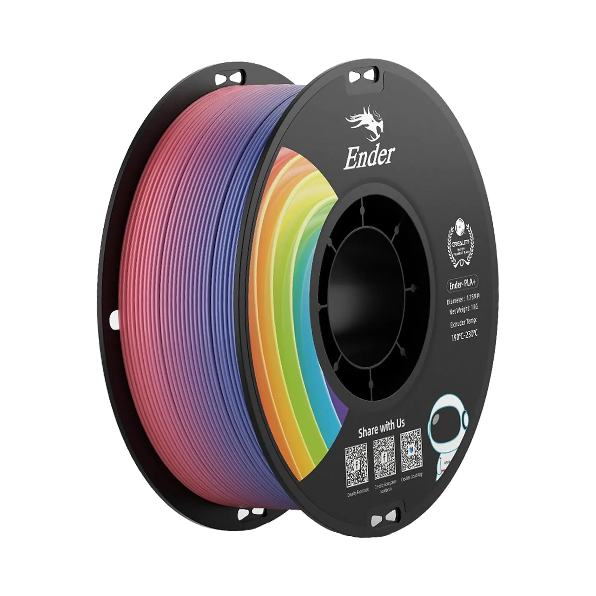 Купить PLA Plus Filament (пластик) для 3D принтера CREALITY 1кг, 1.75мм, радужный - фото 1