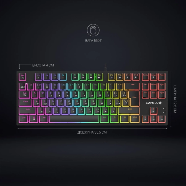 Купить Клавиатура GamePro MK80R Blue Switch RGB USB Black - фото 9