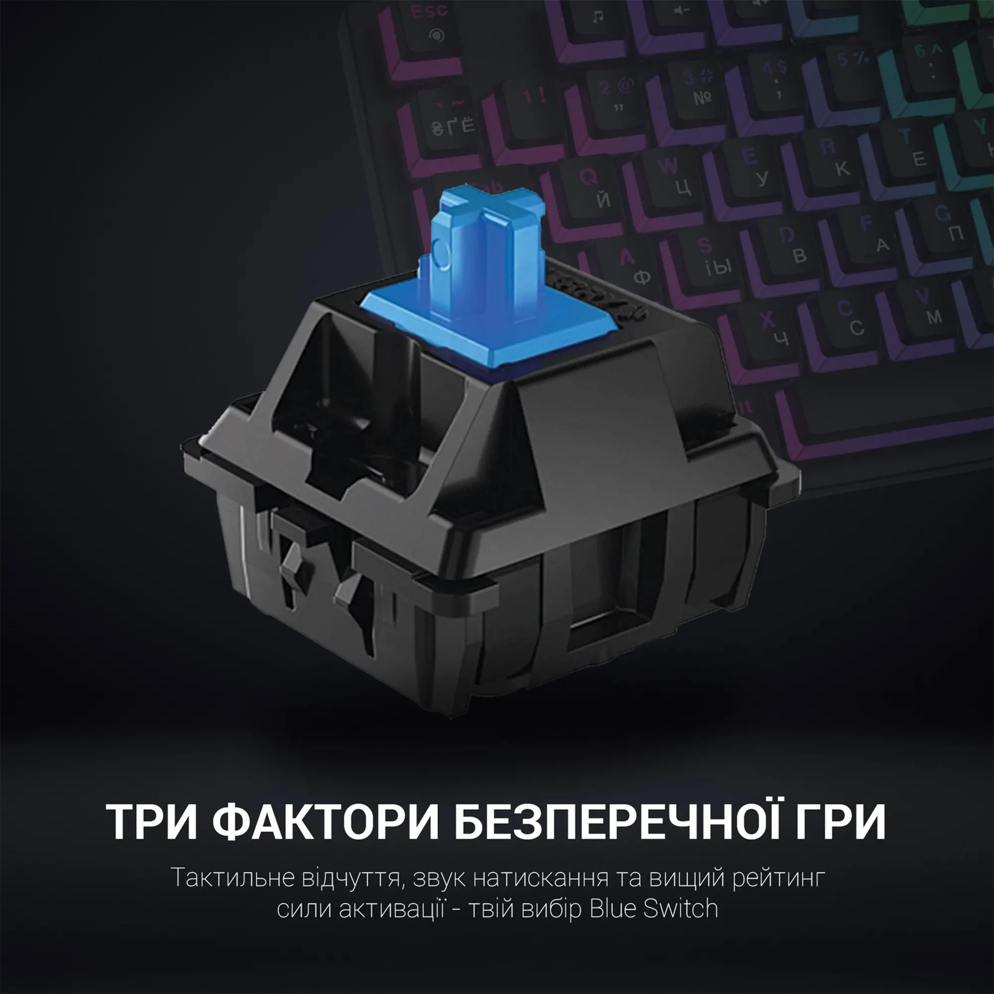 Купить Клавиатура GamePro MK80R Blue Switch RGB USB Black - фото 12