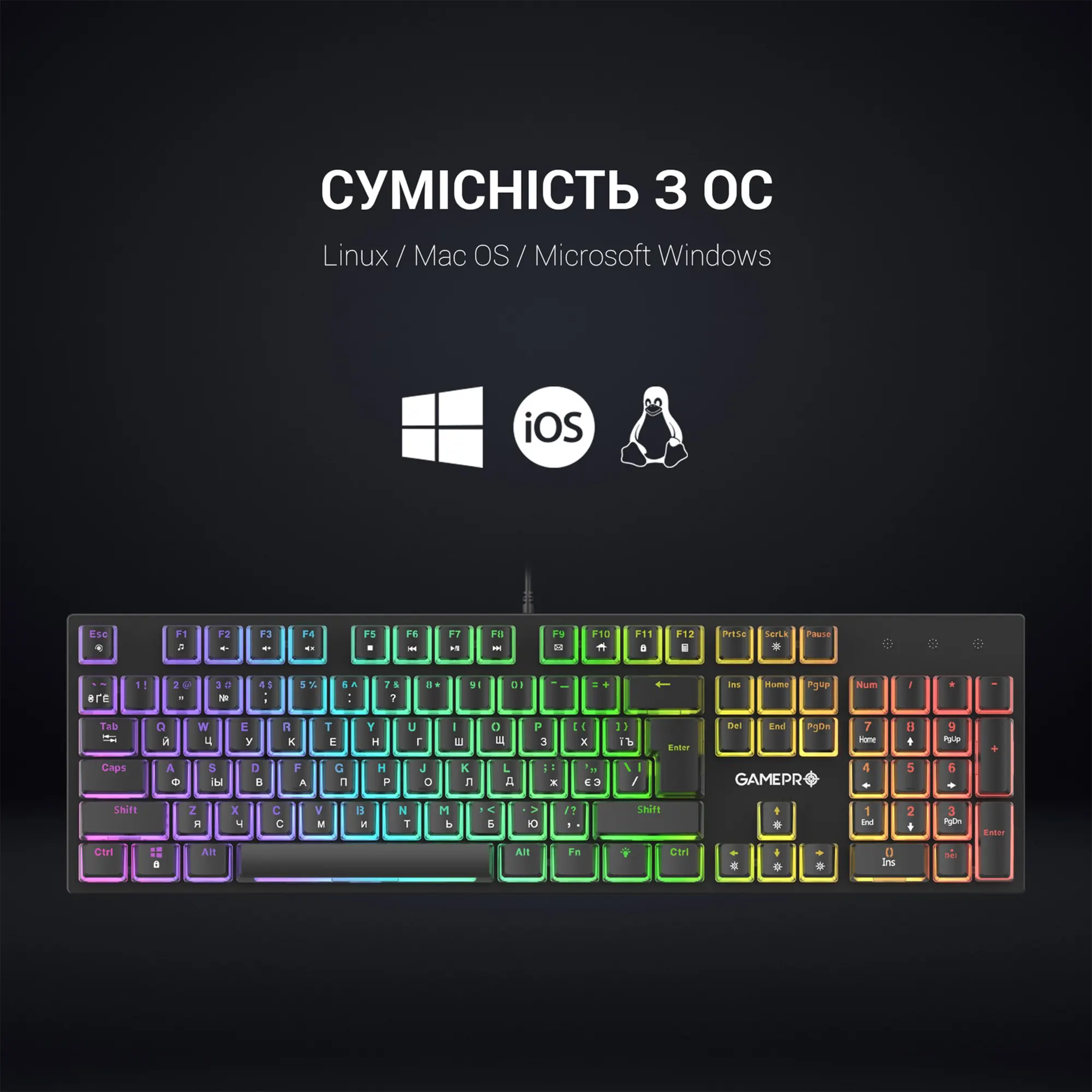 Купить Клавиатура GamePro MK85B Blue Switch RGB USB Black - фото 5