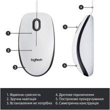 Купить Мышь Logitech M100 USB White (910-006764) - фото 6