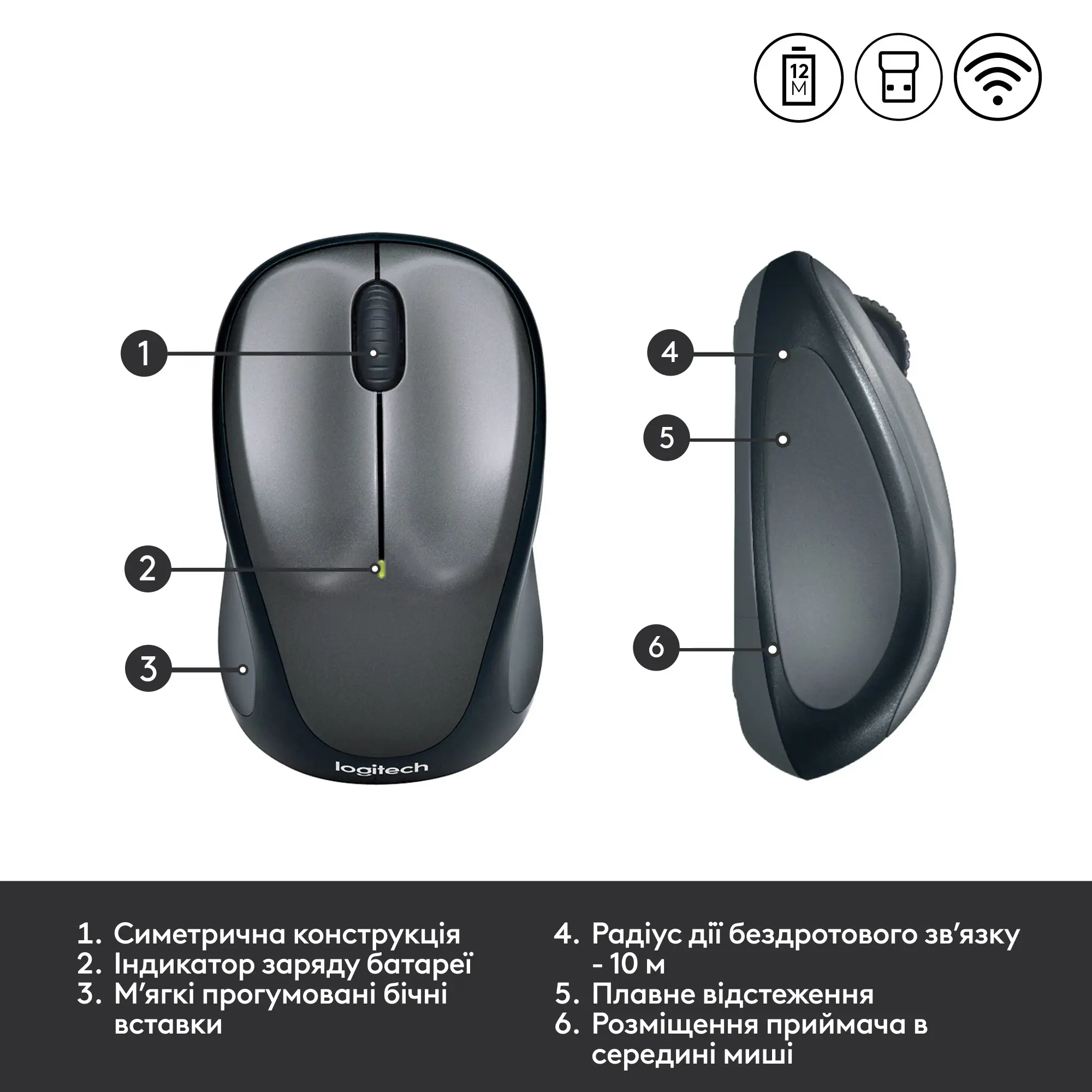 Купить Мышь Logitech M235 Wireless Black (910-002201) - фото 6