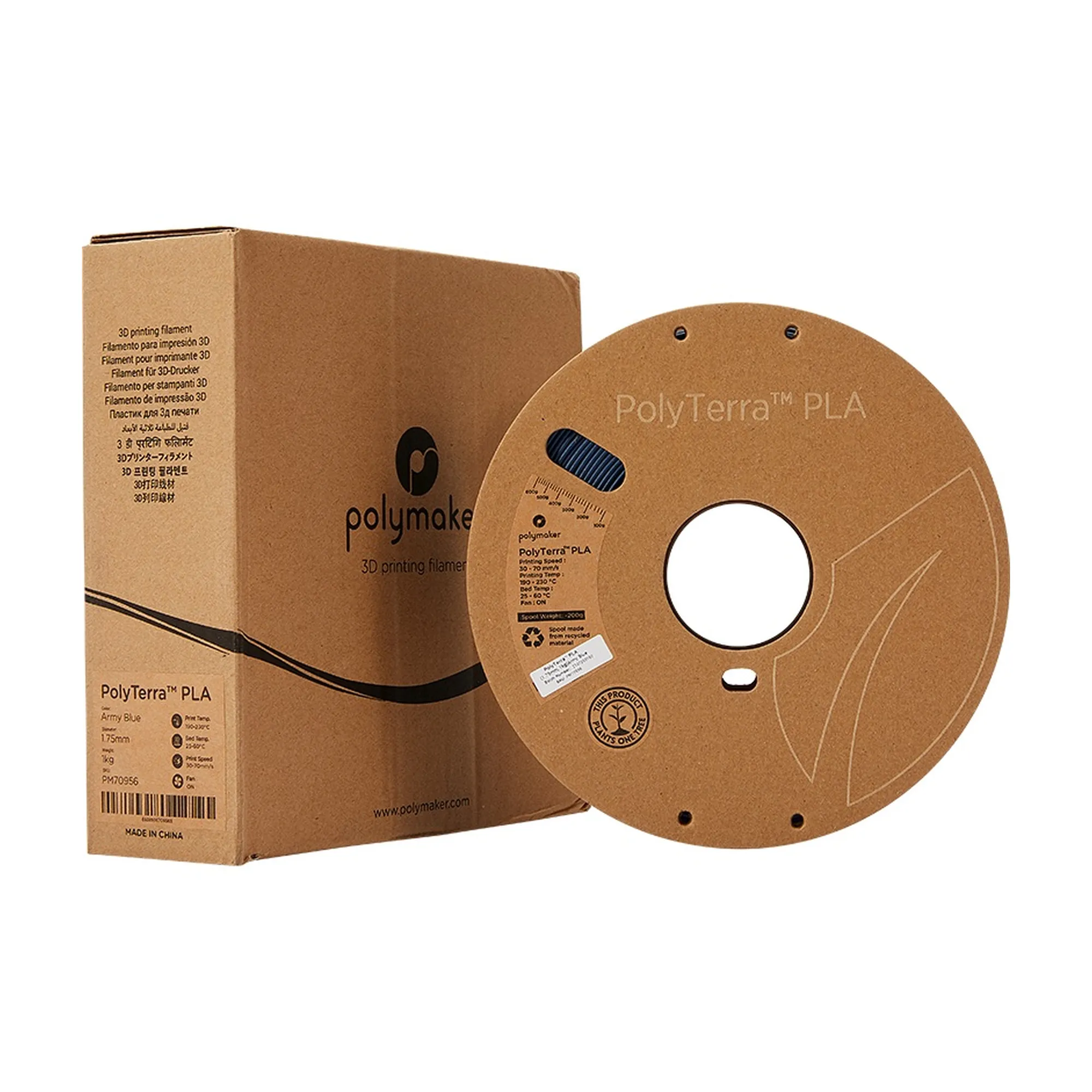 Купити PolyTerra PLA Filament (пластик) для 3D принтера Polymaker 1кг, 1.75мм, армійський синій - фото 3