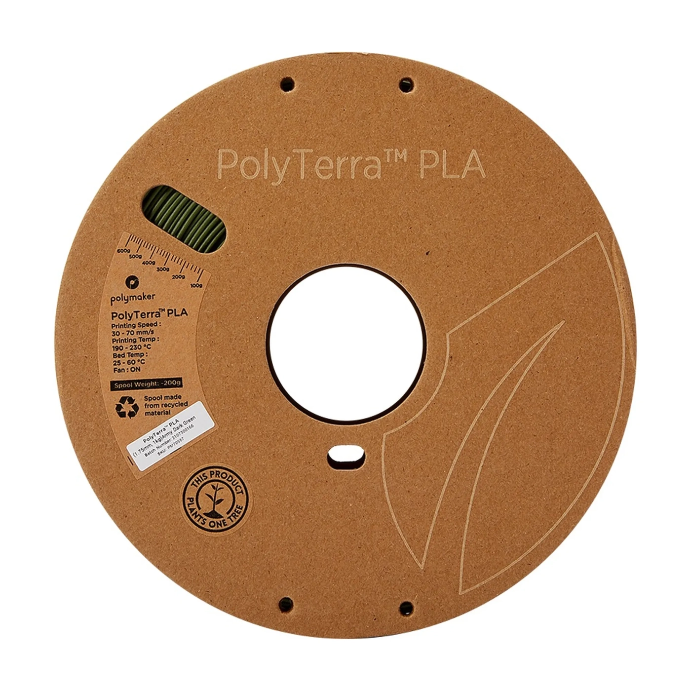 Купити PolyTerra PLA Filament (пластик) для 3D принтера Polymaker 1кг, 1.75мм, армійський темно-зелений - фото 3