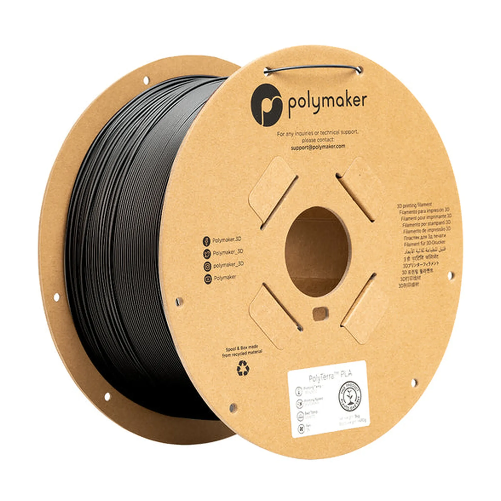 Купити PolyTerra PLA Filament (пластик) для 3D принтера Polymaker 3кг, 1.75мм, деревне вугілля чорний - фото 1