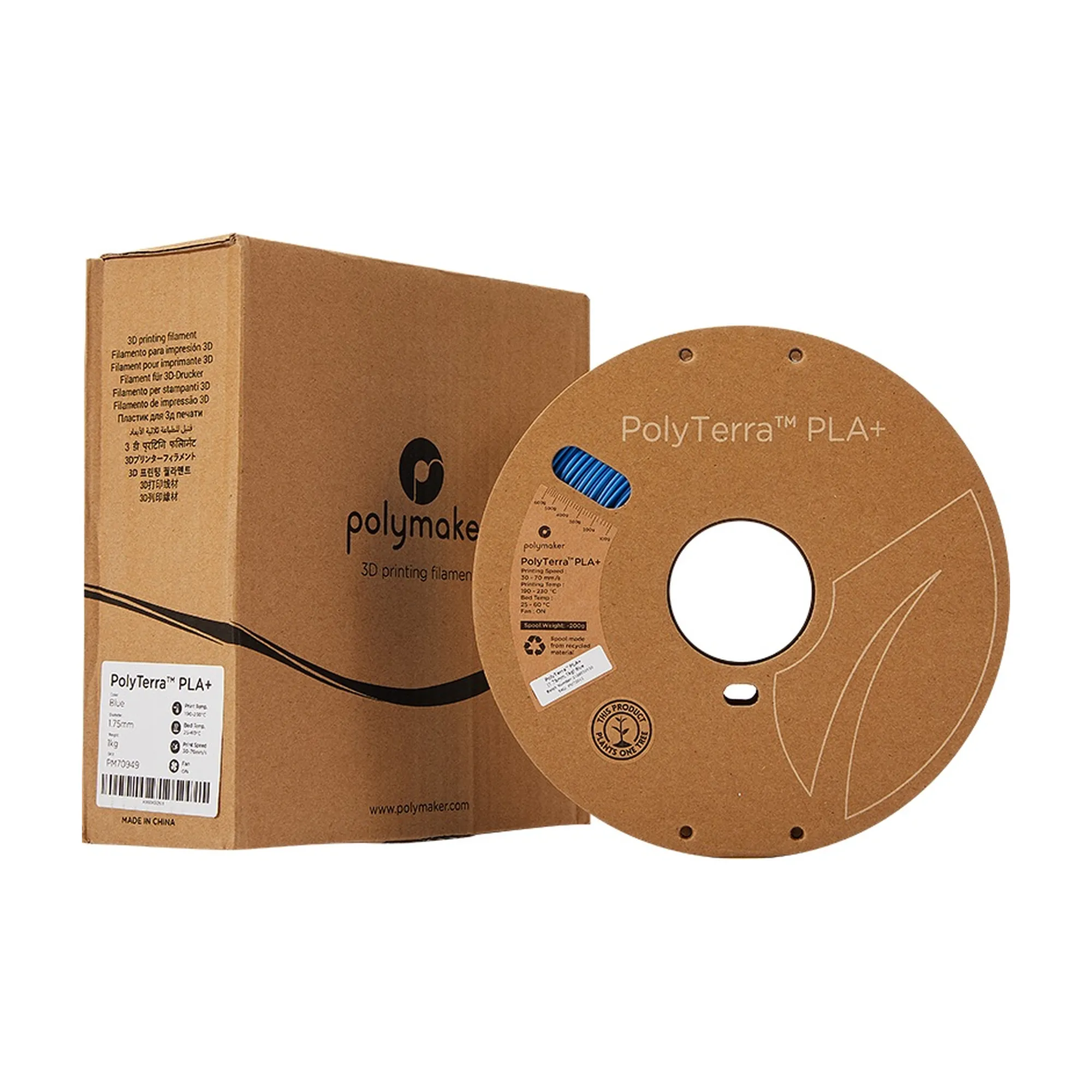 Купити PolyTerra PLA Plus Filament (пластик) для 3D принтера Polymaker 1кг, 1.75мм, синій - фото 4