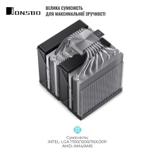 Купити Процесорний кулер JONSBO CR-3000 ARGB Black 120mm 4pin 1500RPM 32dBa 7pipe (CR-3000 ARGB Black) - фото 5