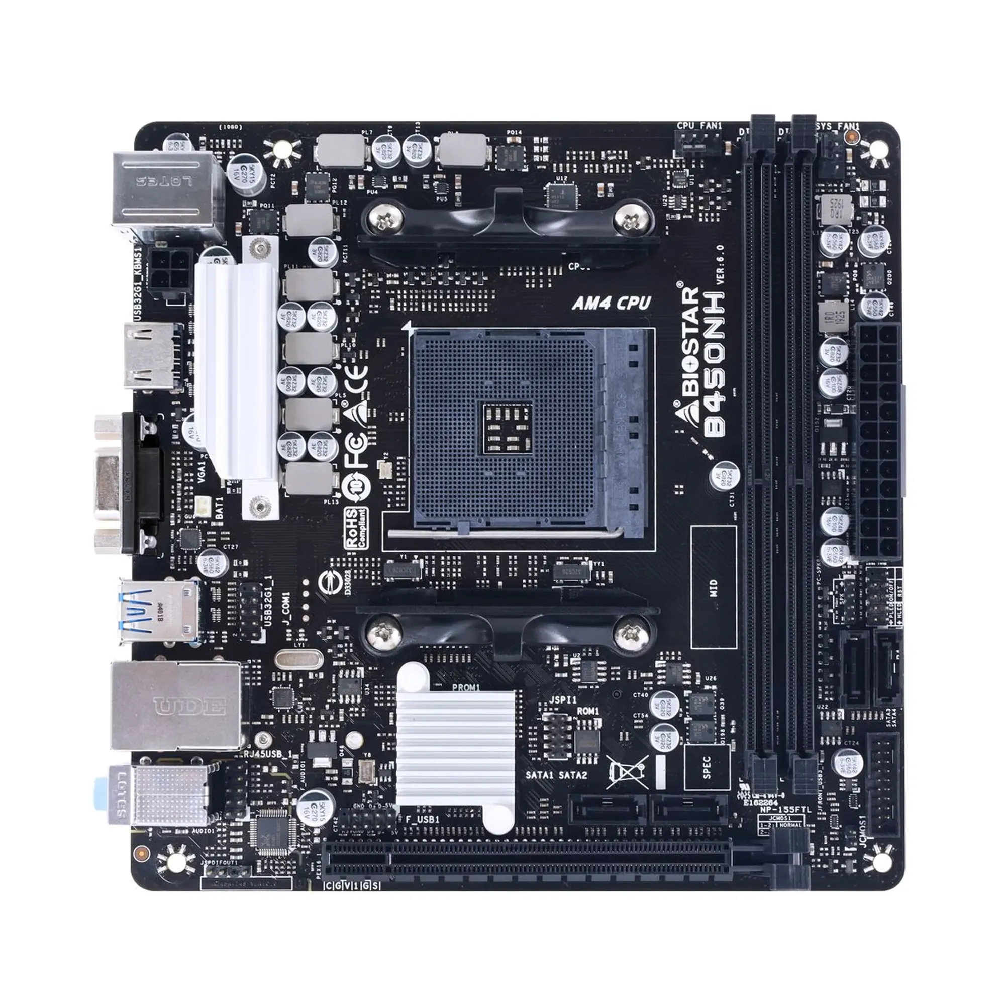 Купить Материнскaя плата BIOSTAR B450NH (AMD B450, Socket AM4, MiniITX,GbE LAN Dual) - фото 1