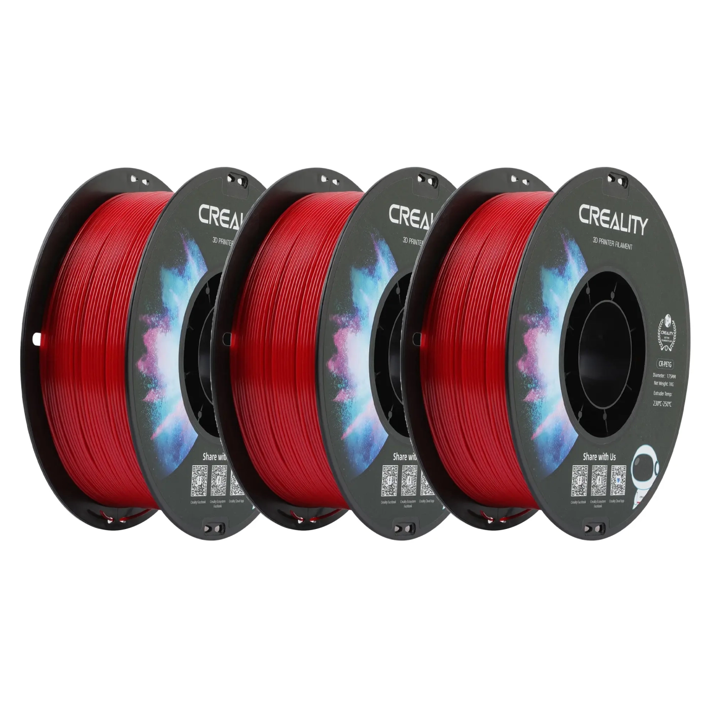 Купити PETG Filament (пластик) для 3D принтера CREALITY 3x1кг 1.75мм червоний (3301030038x3) - фото 1