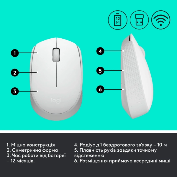 Купити Миша Logitech M171 Wireless Mouse white (910-006867) - фото 7