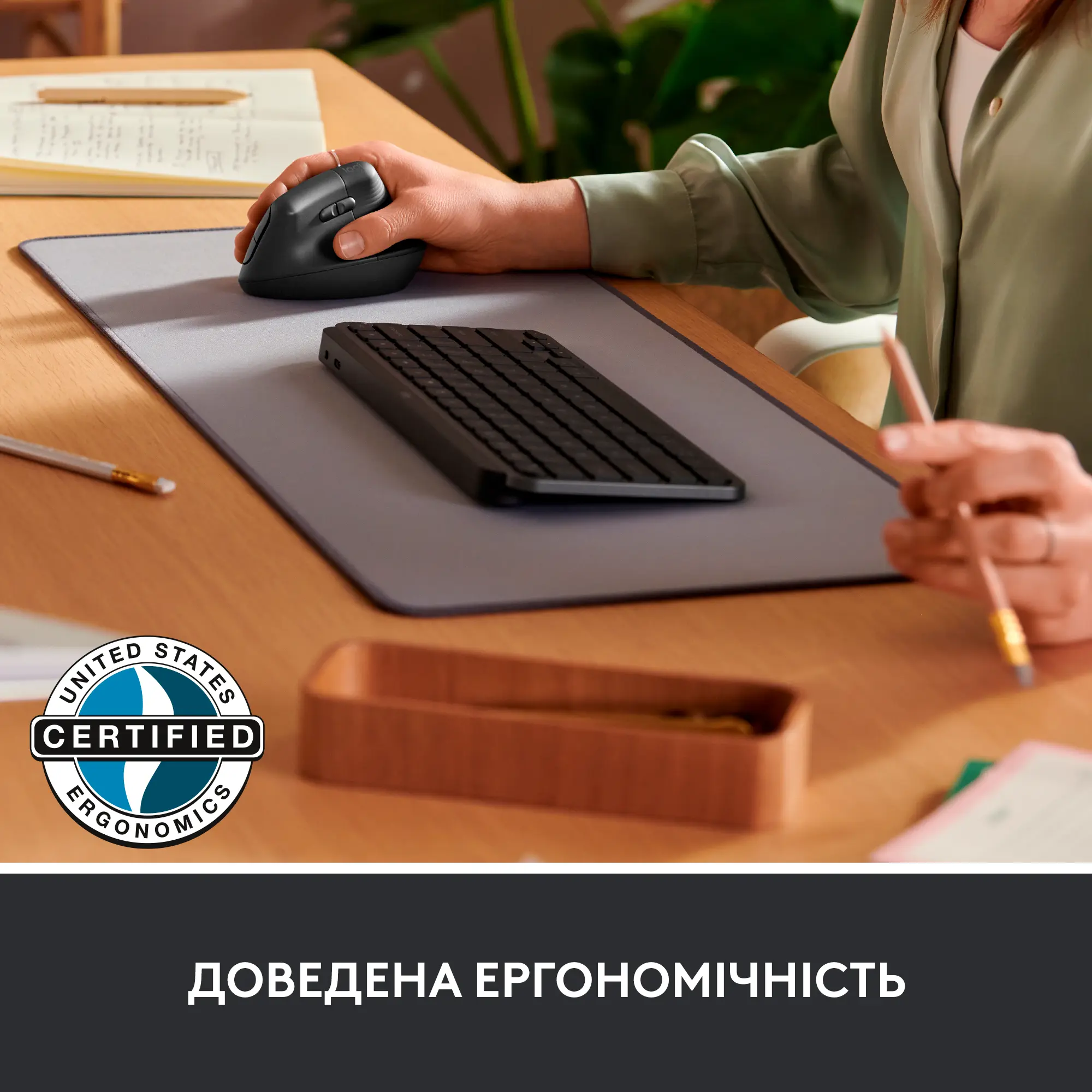 Купити Миша Logitech Lift Vertical Ergonomic Mouse for Business off-white/pale-gaey 2.4GHZ/BT (910-006496) - фото 5