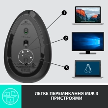 Купить Мышь Logitech MX Vertical Advanced Ergonomic Mouse graphite 2.4GHZ/BT (910-005448) - фото 9